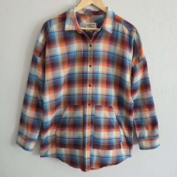 Burton Womens Teyla Multicolor Plaid Button Up Flannel Shirt Jacket Size Small - Picture 1 of 10